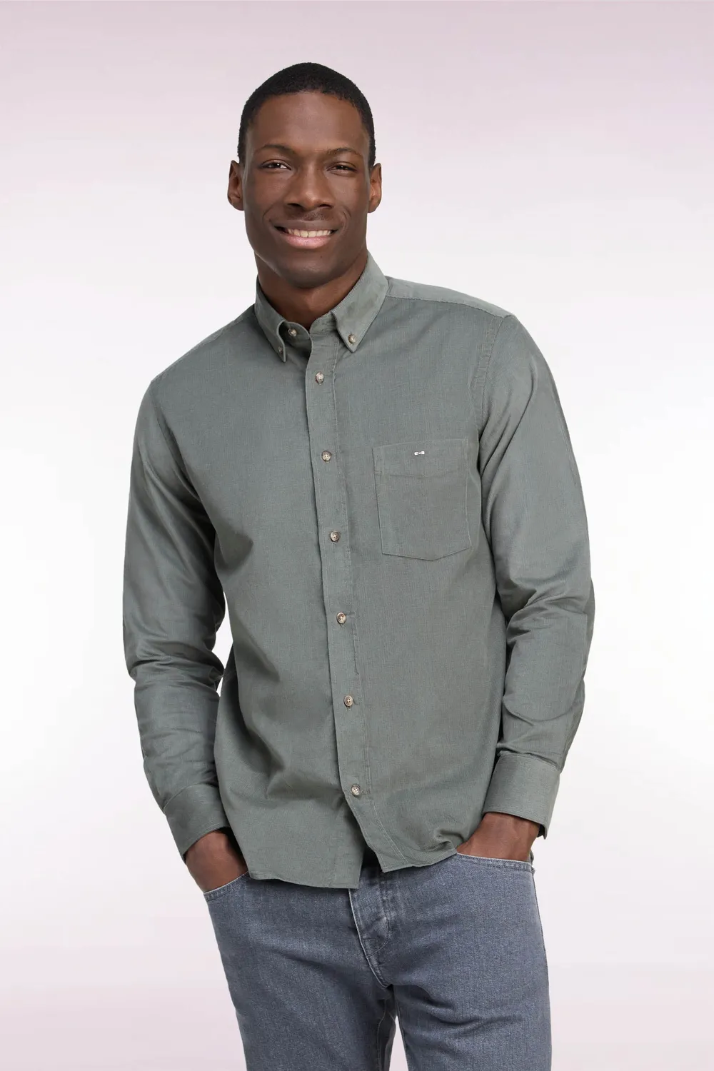 Eden Park H26CHECL0010/KAF8 chemise vert olive coupe droite