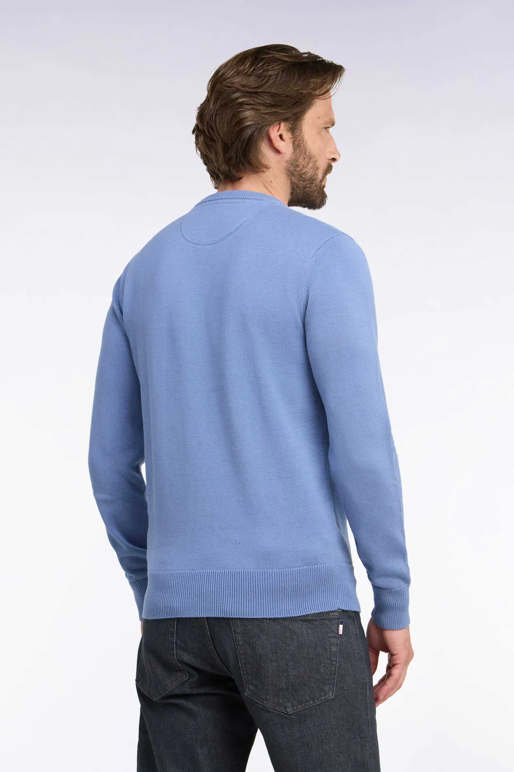 Eden Park pull col rond ciel coton homme coupe regular