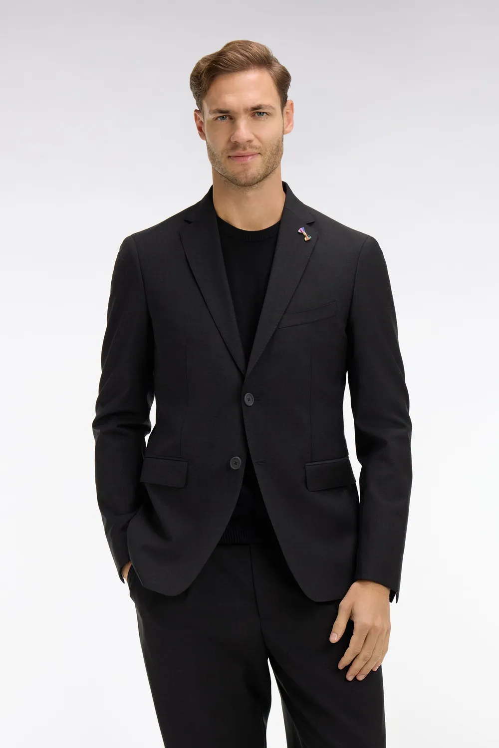 Eden Park blazer homme laine gris foncé stretch lavable