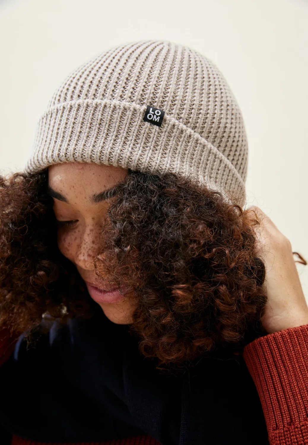 Loom bonnet laine mérinos beige clair