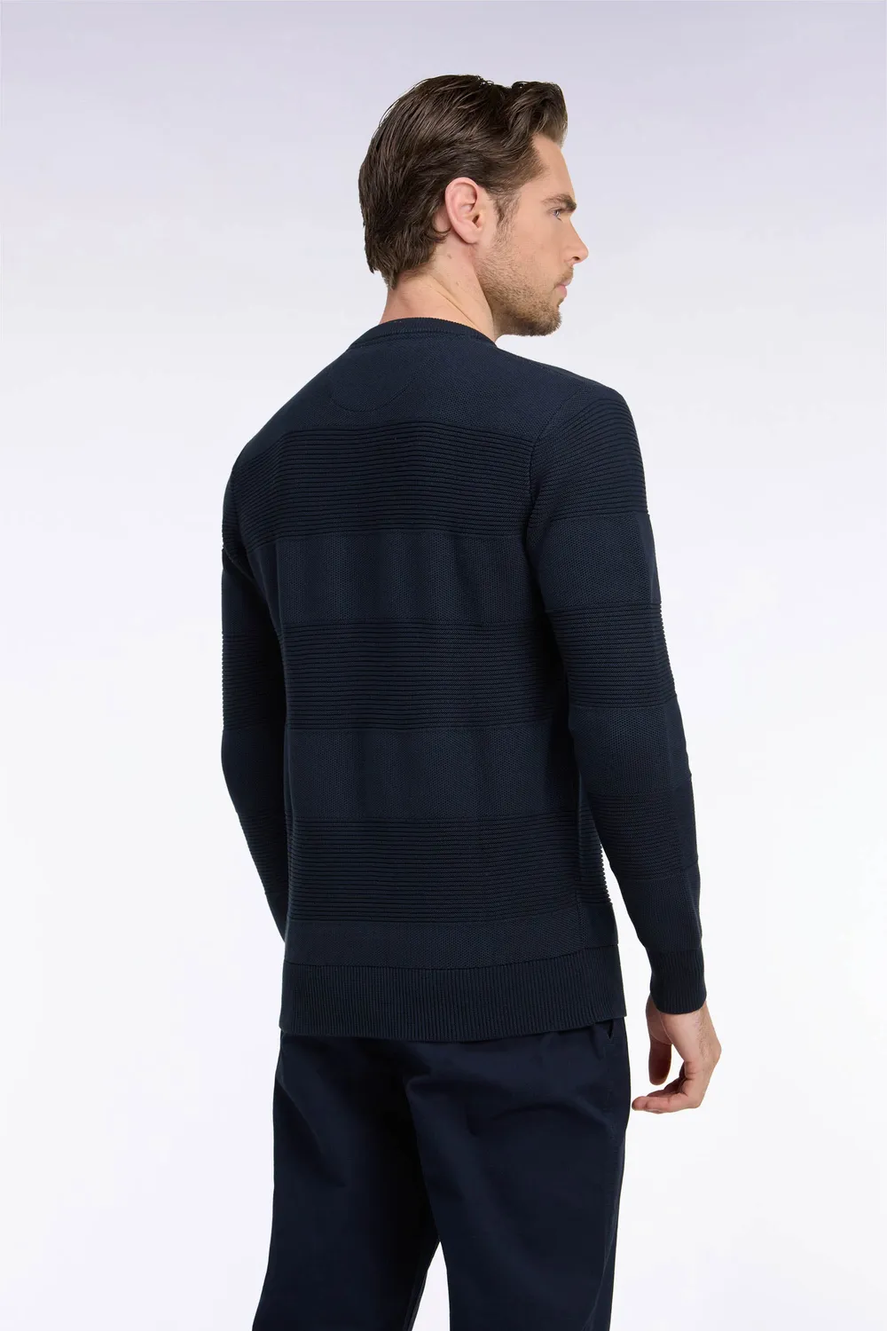 Eden Park pull col rond maille marine rayures regular