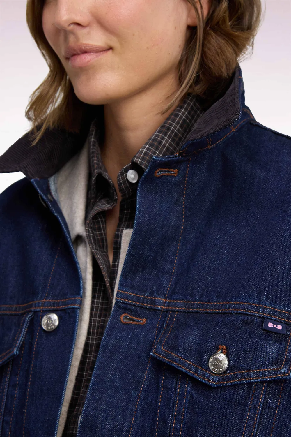 Eden Park blouson denim brut col velours femme