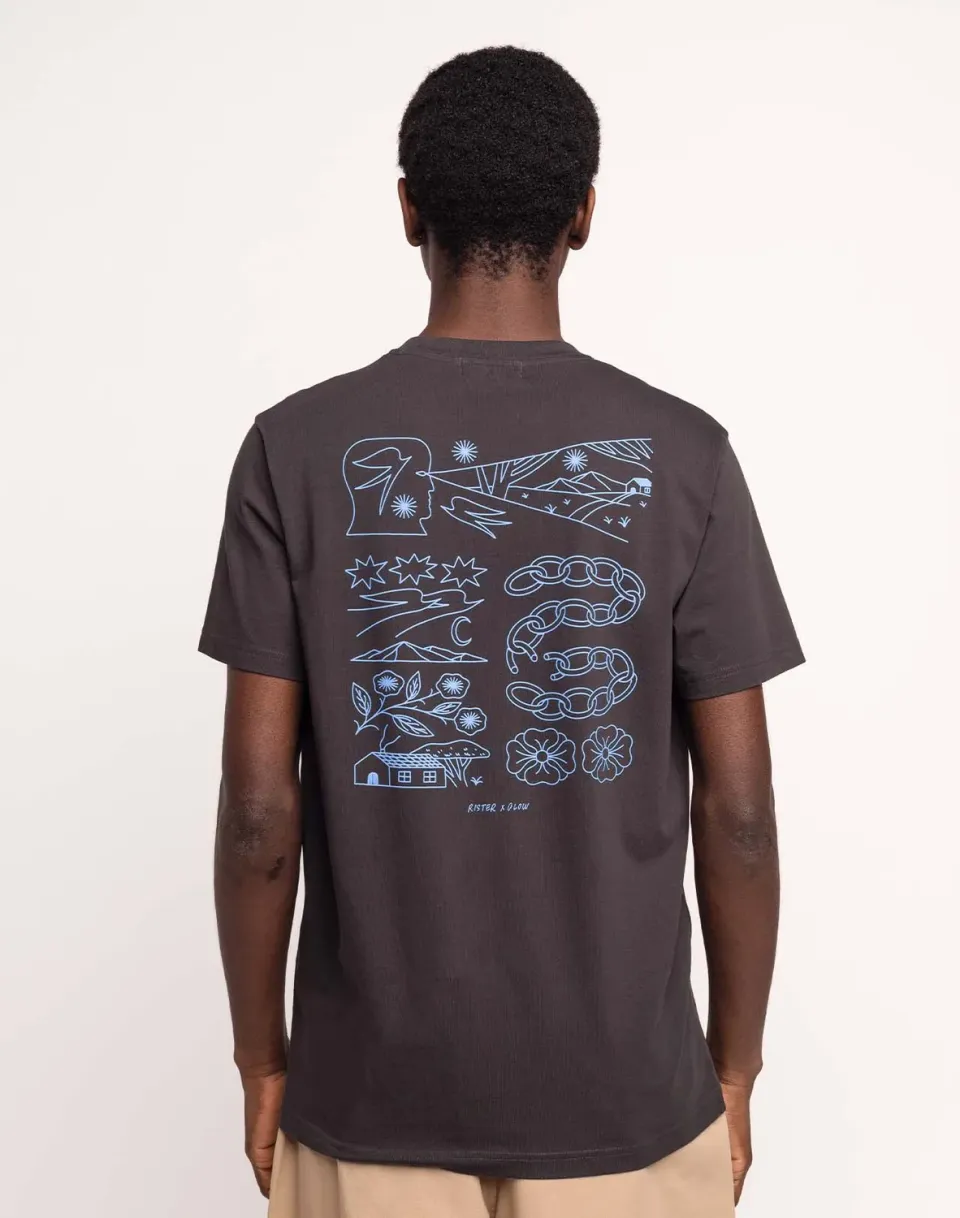 OLOW Awake T-shirt coton bio noir carbone col rond