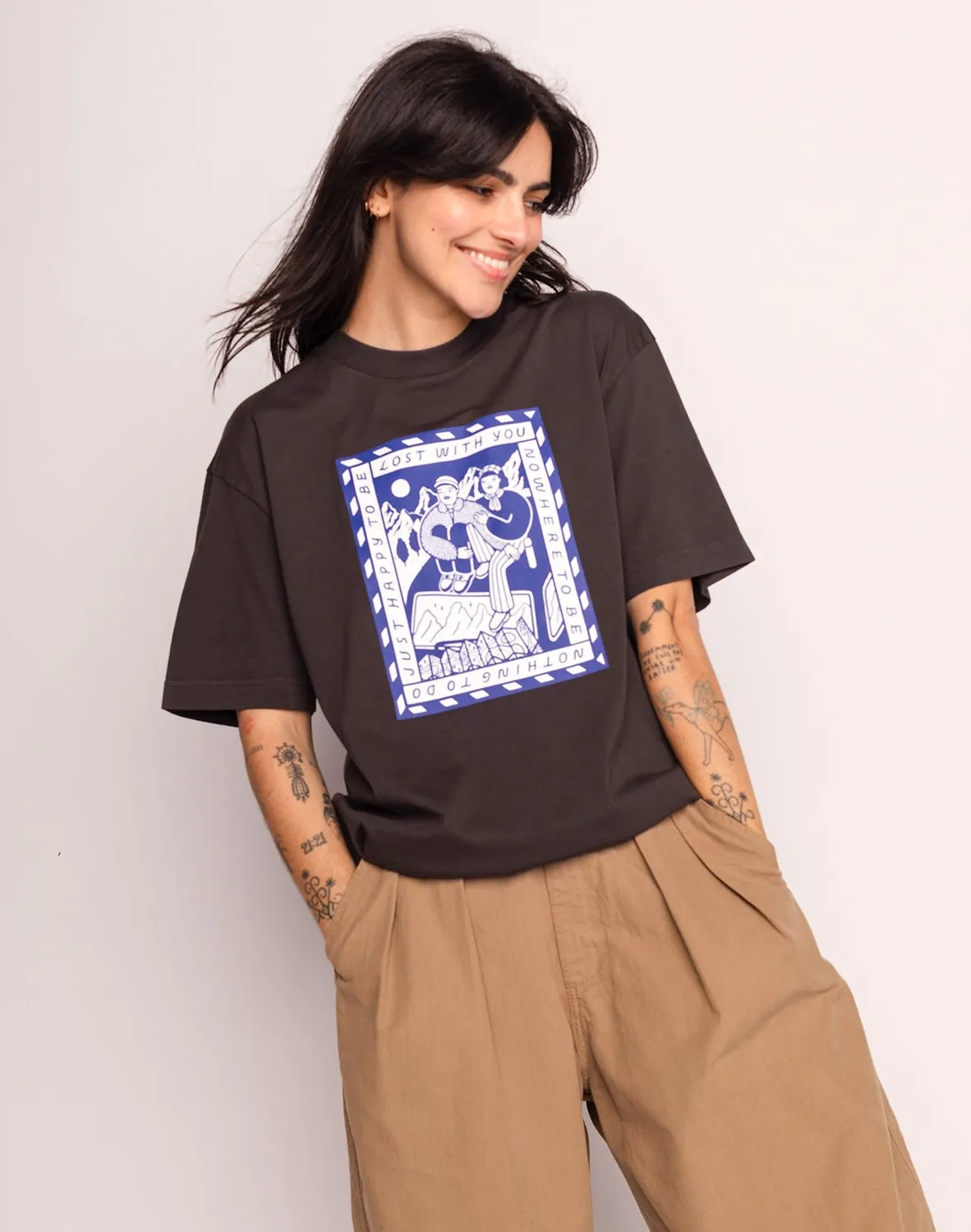 Olow Lost With You t-shirt noir carbone coton bio