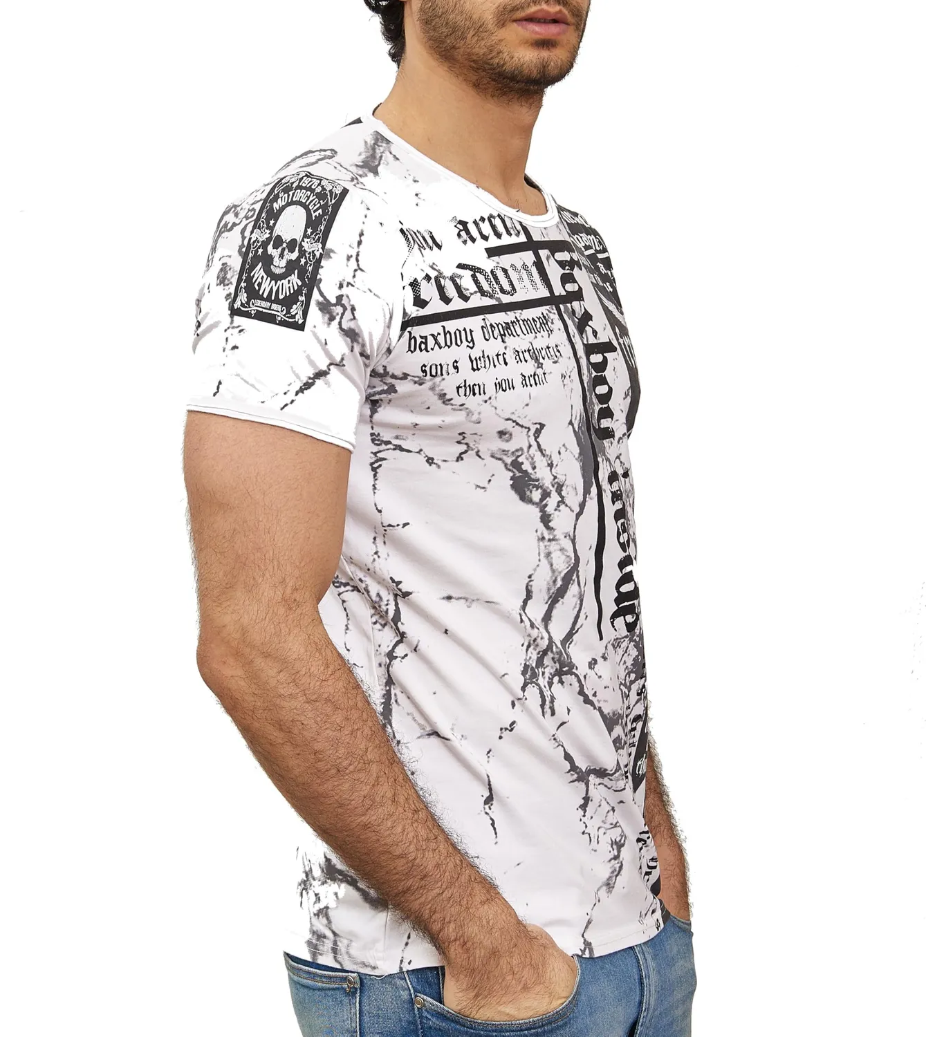 Subliminal Mode BX116 t-shirt homme délavé tête de mort