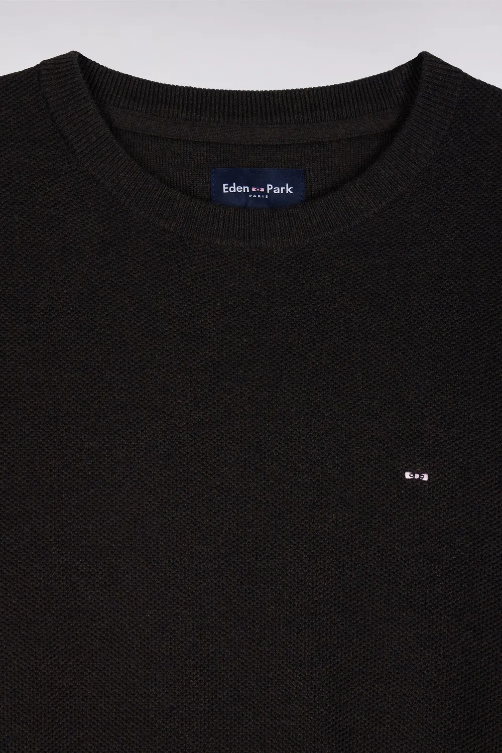 Eden Park pull col rond coton marron droit nid d'abeille