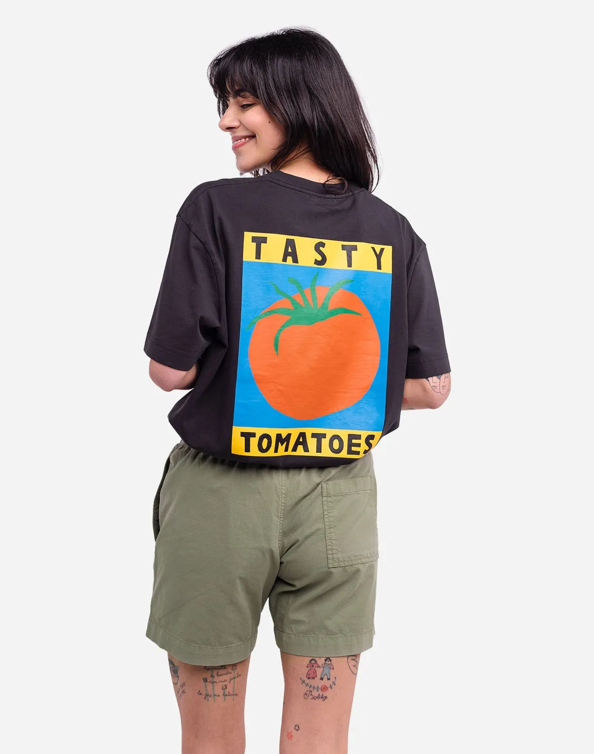 OLOW Tasty Tomatoes t-shirt ample noir carbone