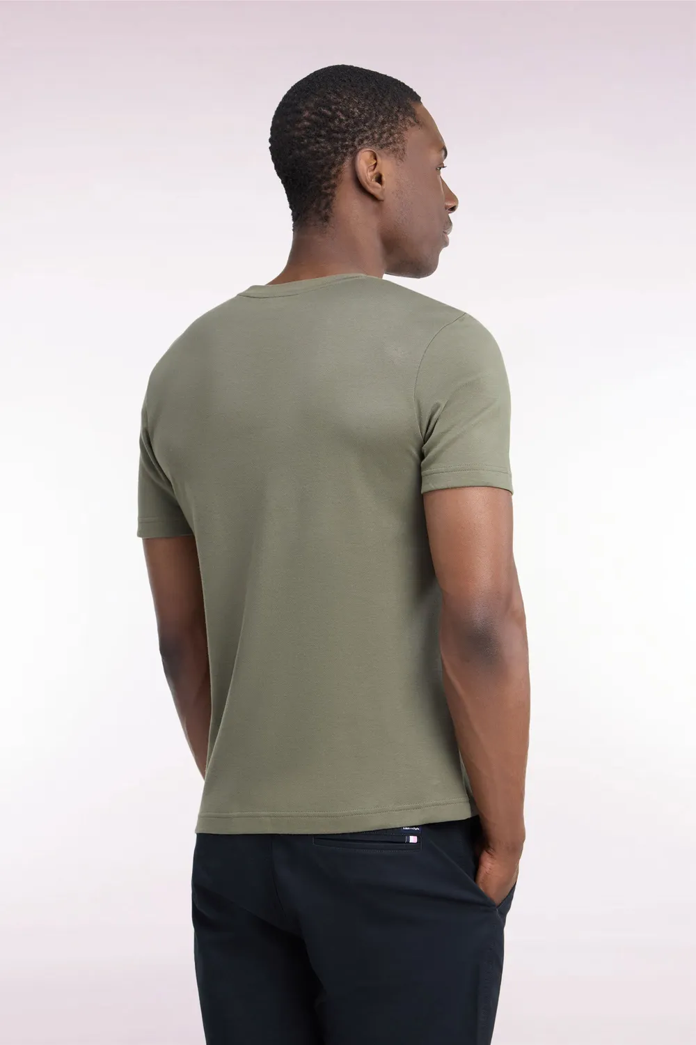 Eden Park t-shirt coton vert olive coupe droite