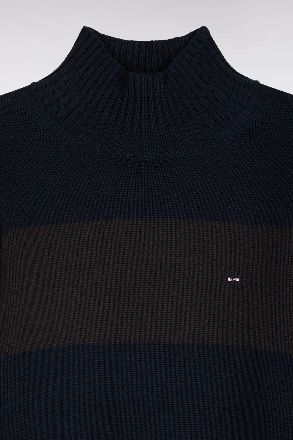 Eden Park Tradi Preppy pull homme col cheminée rayé marron