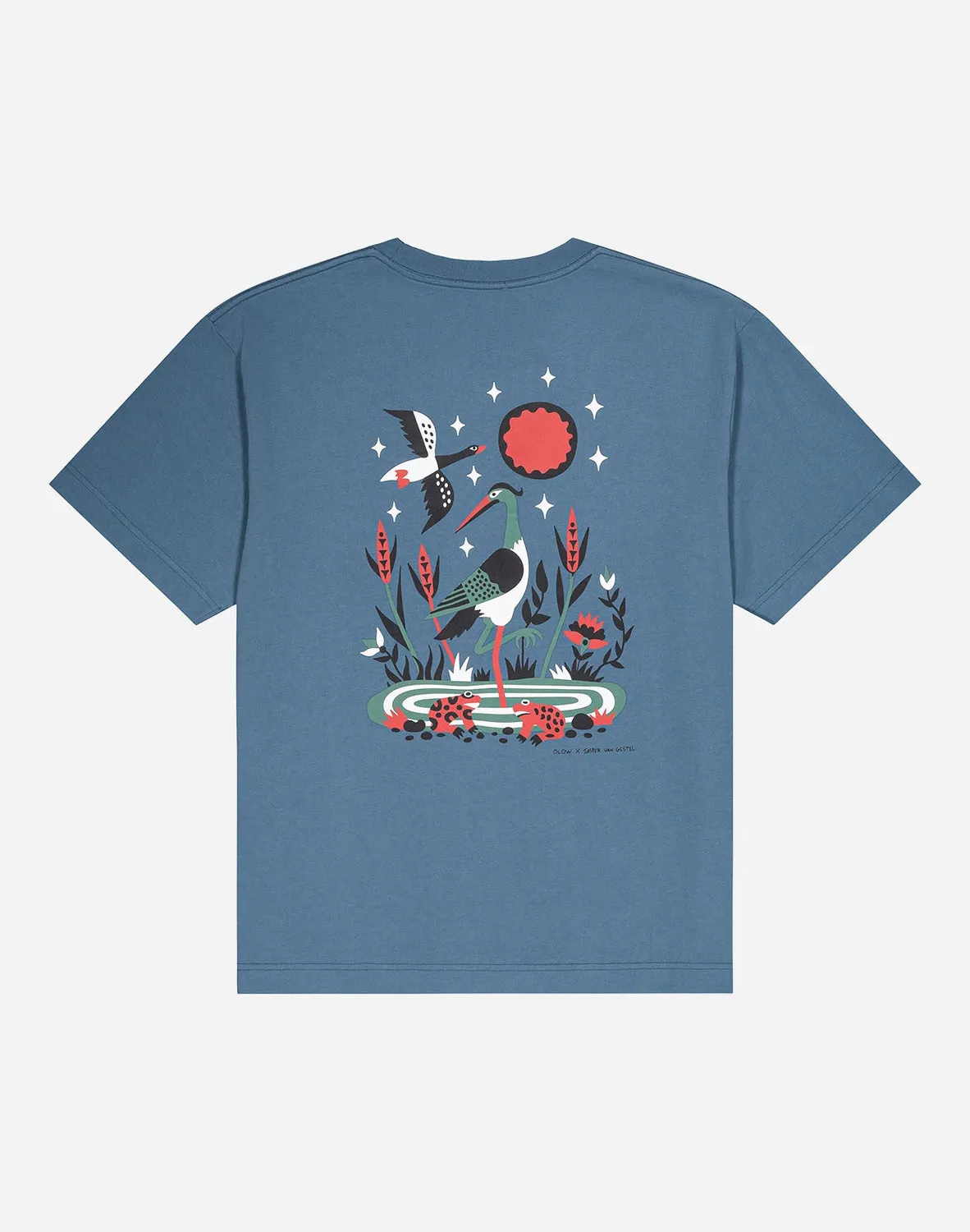 OLOW Brière t-shirt ample bleu acier coton bio