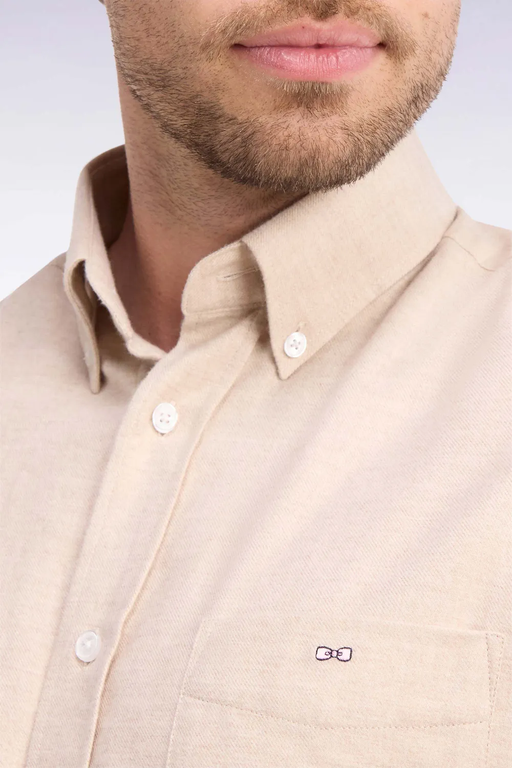 Eden Park Club Classique chemise homme camel coupe droite coton