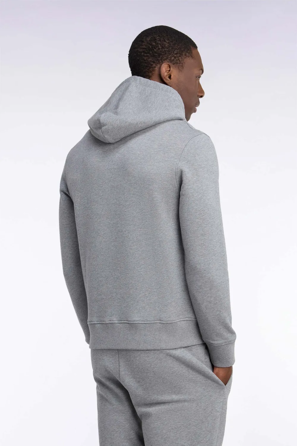 Eden Park sweat capuche molleton gris coupe droite