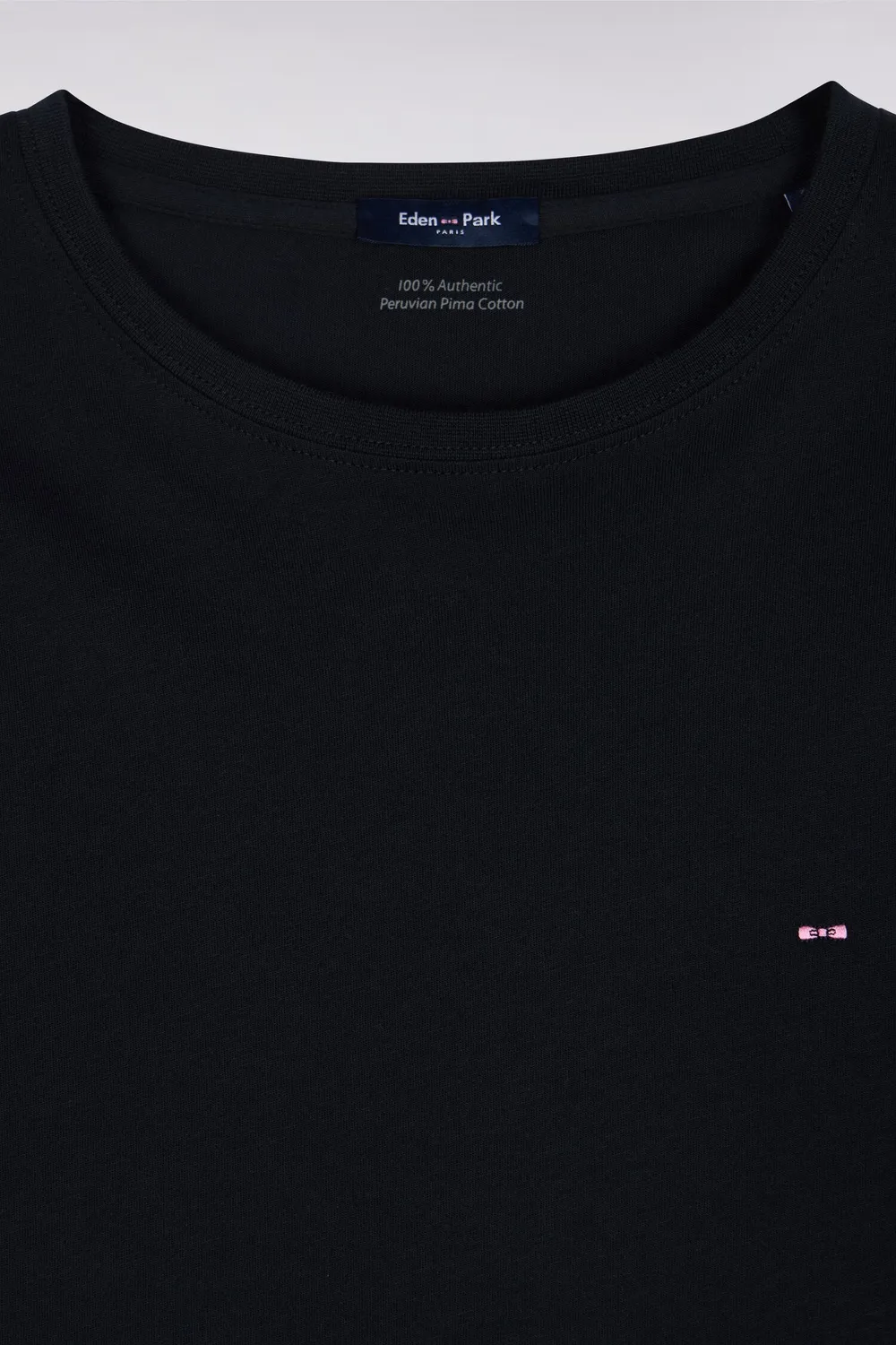 Eden Park t-shirt coton pima noir manches longues col rond
