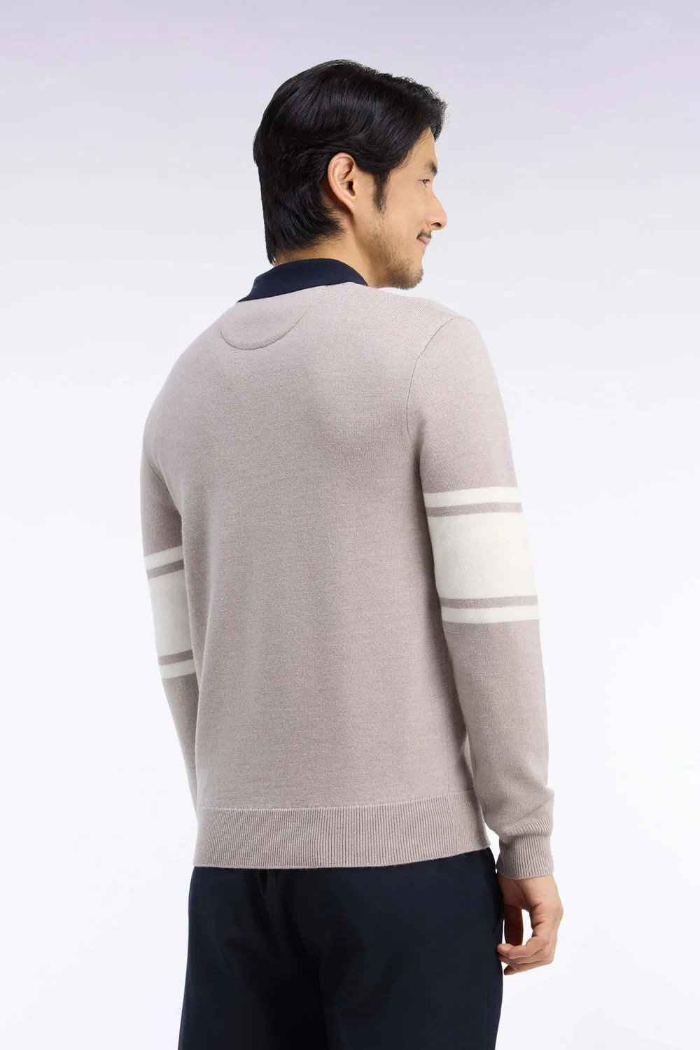 Eden Park pull col polo H26MAIPU0036 beige mérinos