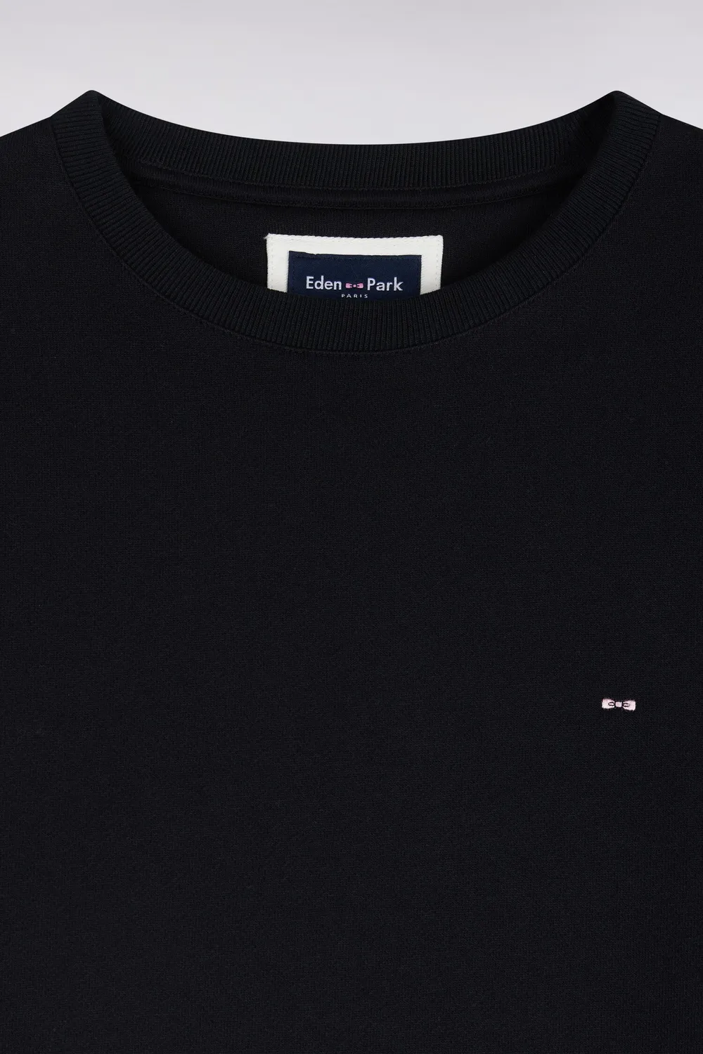 Eden Park sweat col rond molleton coton noir coupe droite