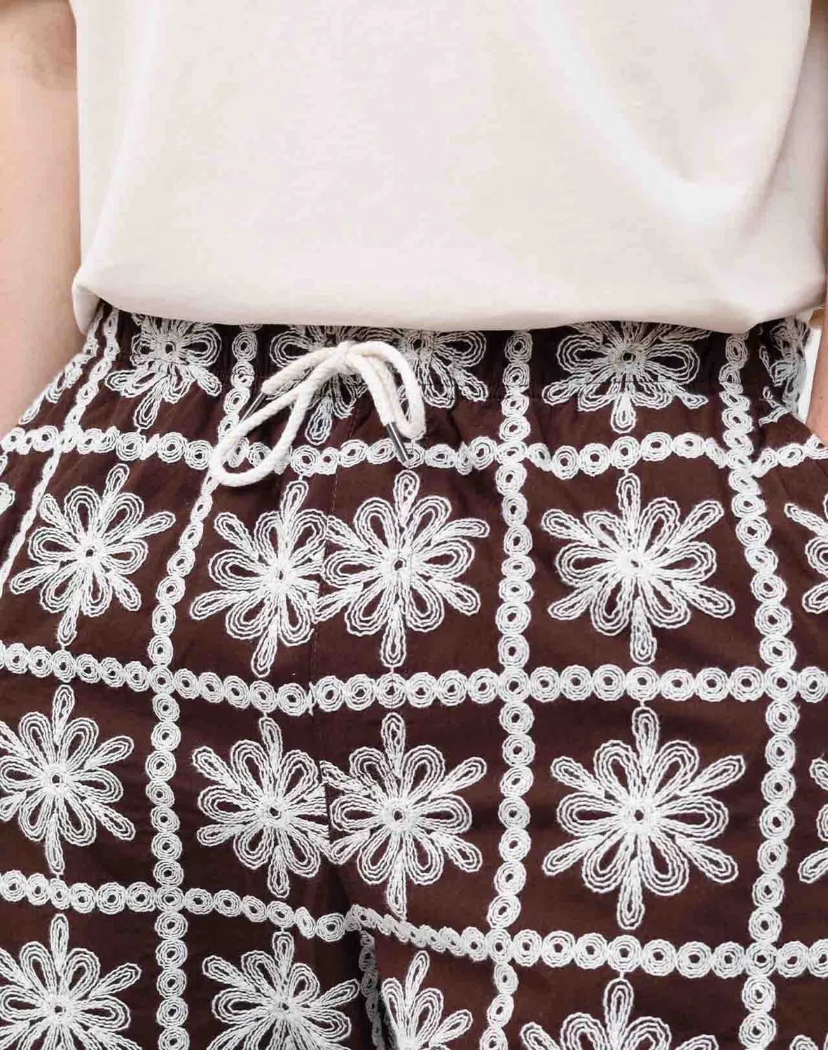 OLOW Gujo short marron broderie coton