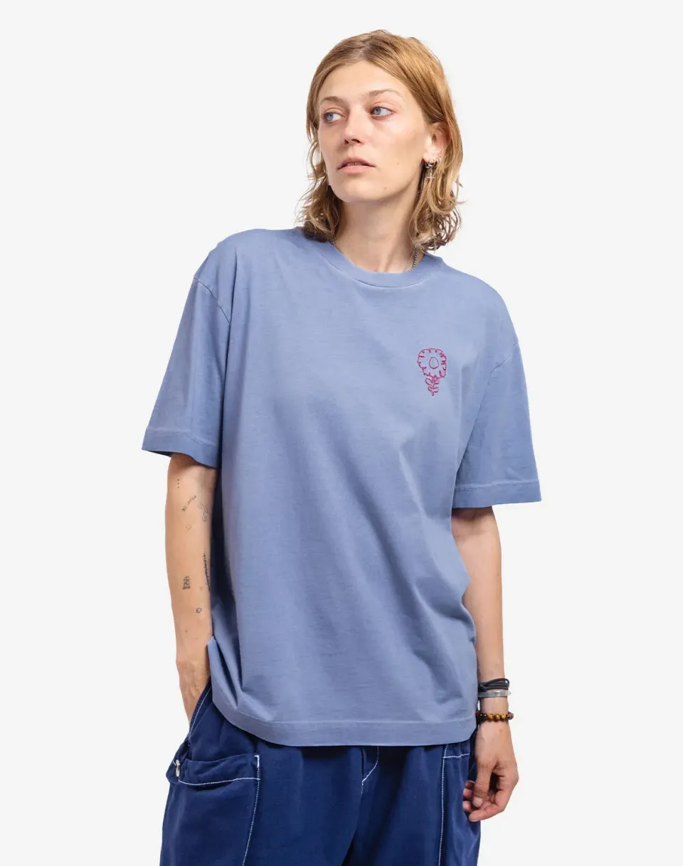 OLOW Carmina t-shirt bleu azur brodé ample