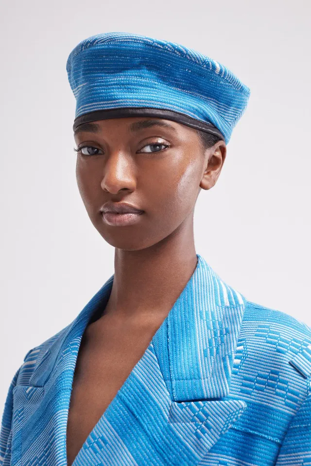 French Deal Kodjia béret pagne baoulé bleu