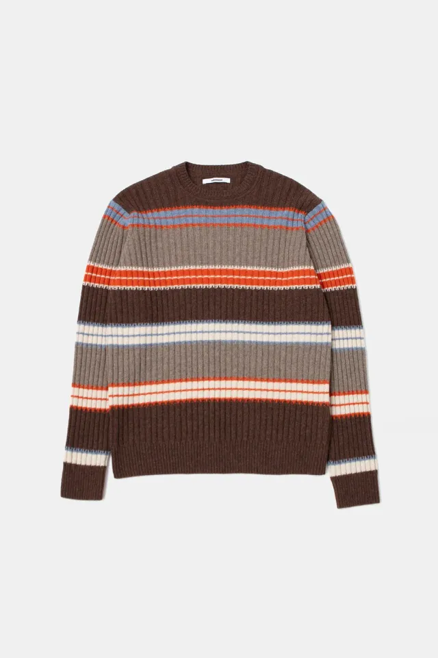 Edmmond Studios Carve Sweater pull rayé orange texturé