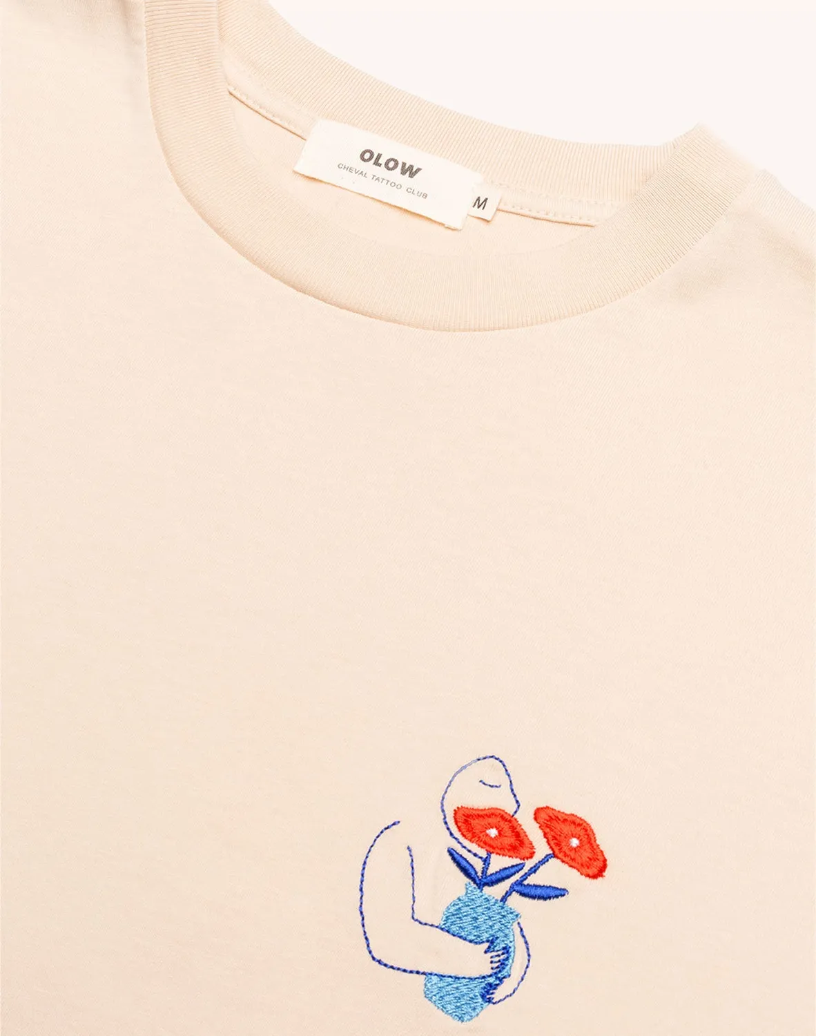 OLOW Strong t-shirt crème coton bio brodé