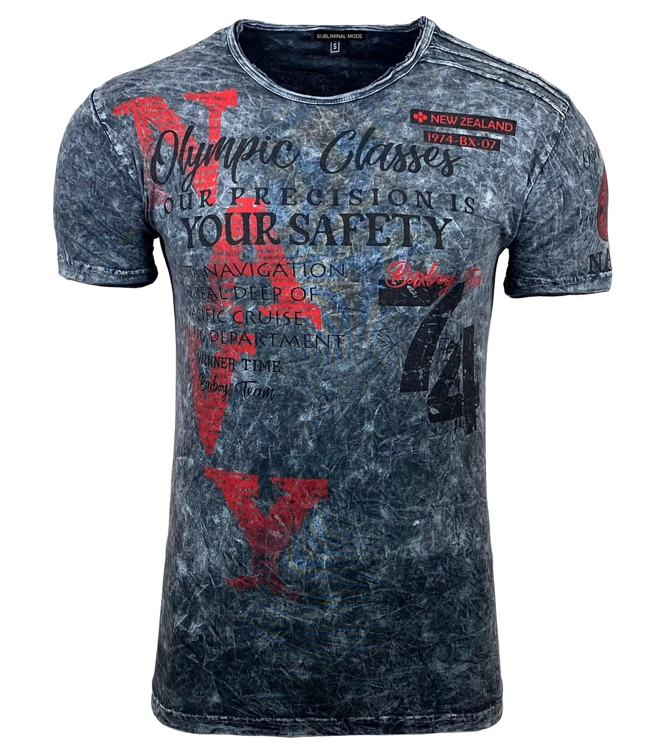 Subliminal Mode BX119 t-shirt homme délavé gris foncé