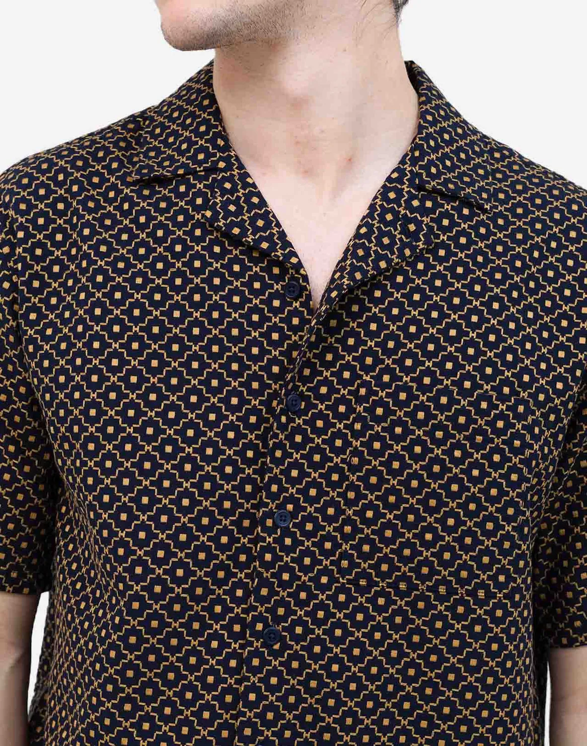 OLOW Aloha Neza chemise noire motif doré