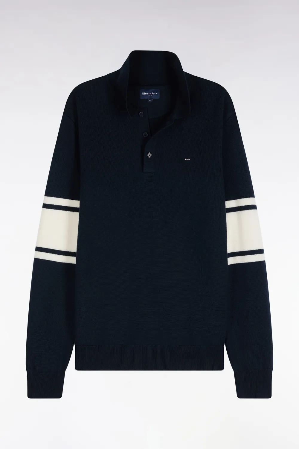 Eden Park Pull col polo laine mérinos marine homme