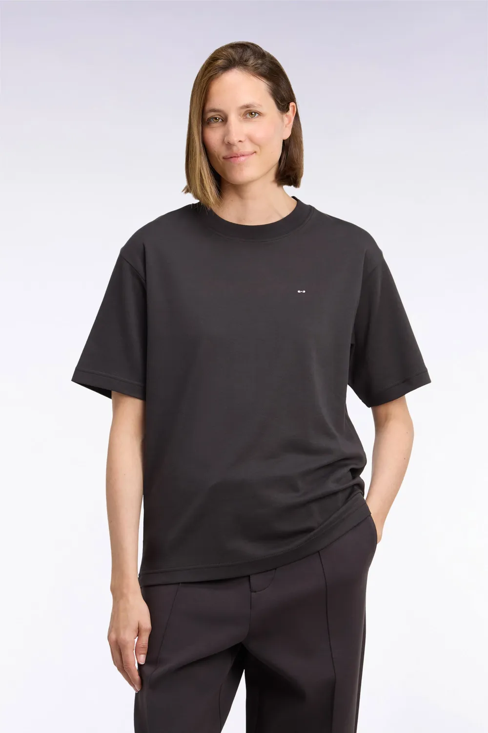 Eden Park t-shirt unisexe coton marron col rond coupe loose