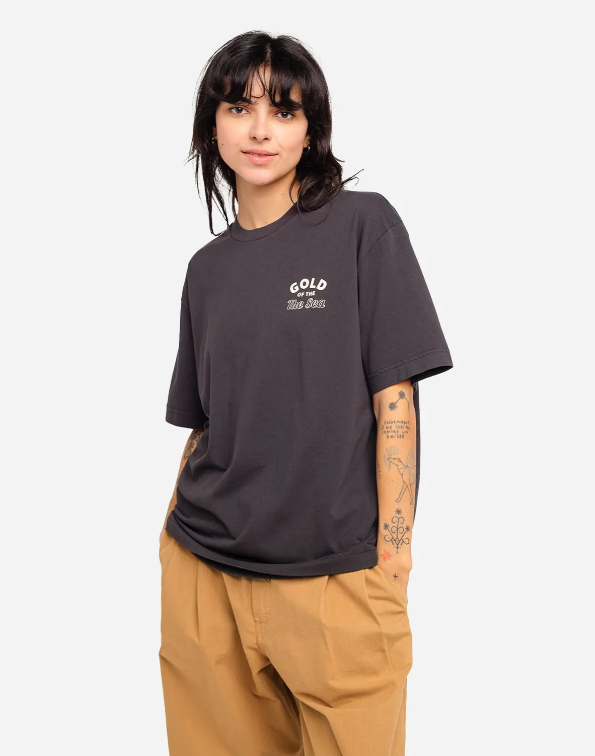 Olow Gold t-shirt ample noir carbone coton bio