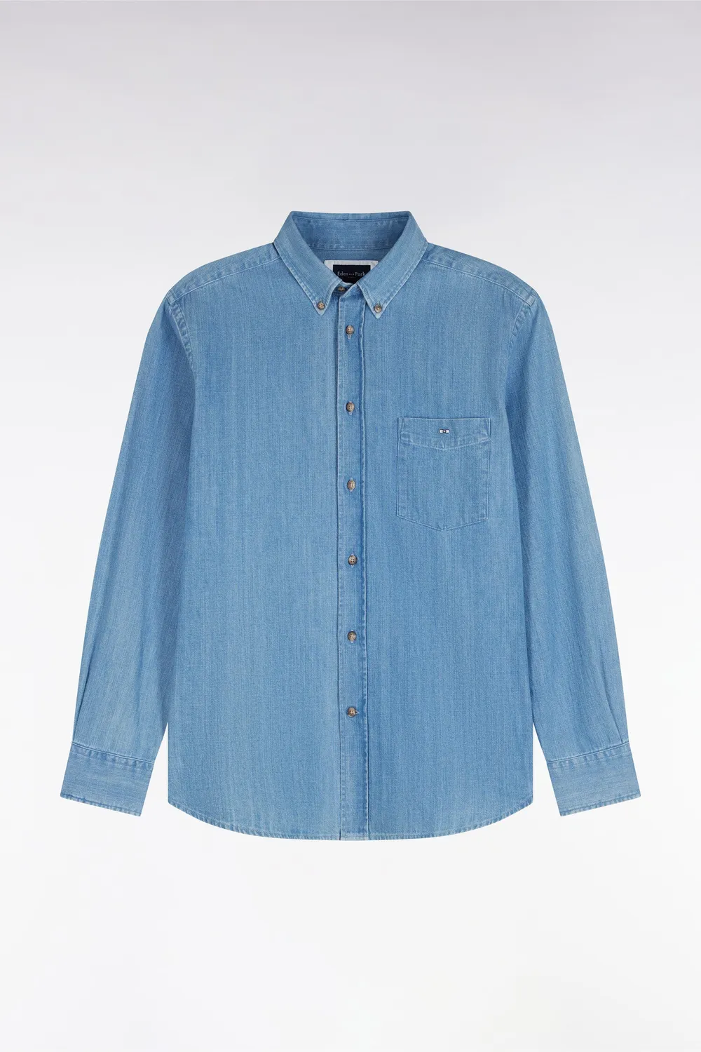 Eden Park chemise denim ciel coton coupe droite homme