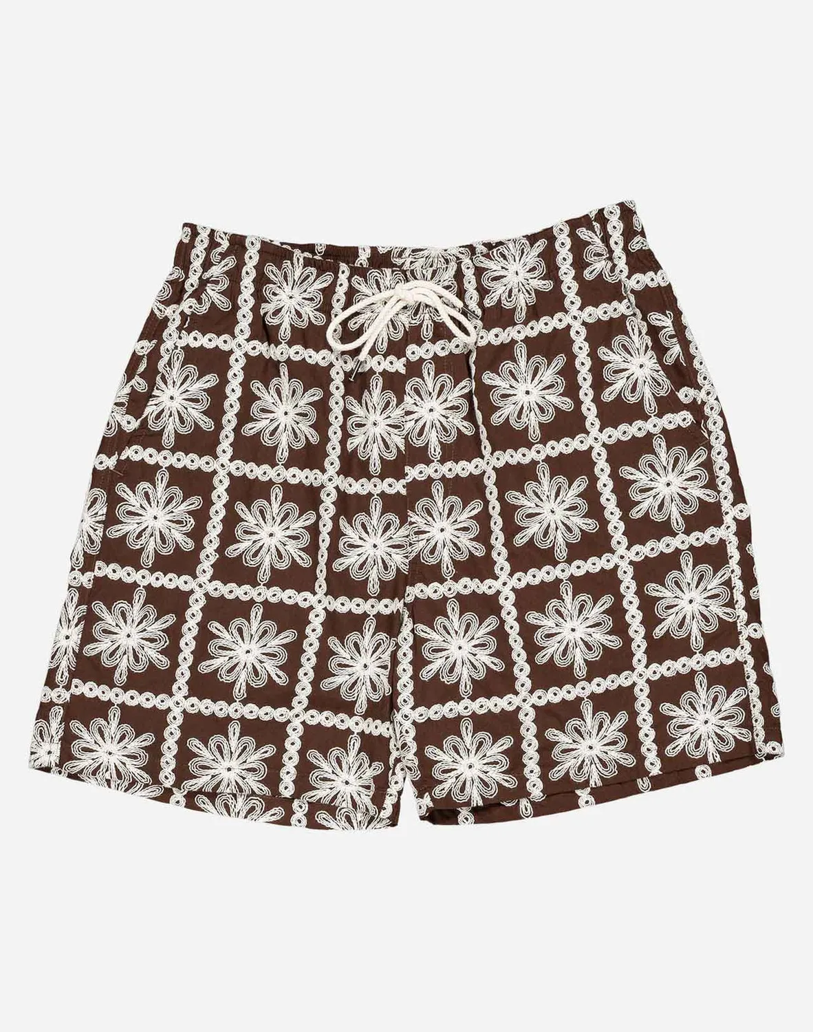 OLOW Khaju short marron brodé coton