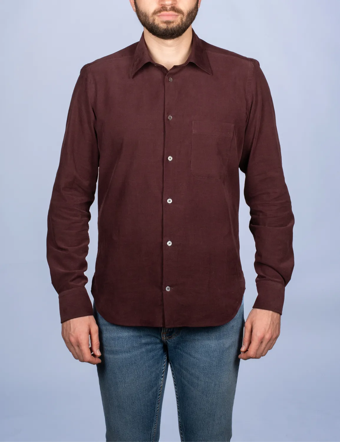 La Chemise Française Velours Milleraies chemise homme prune