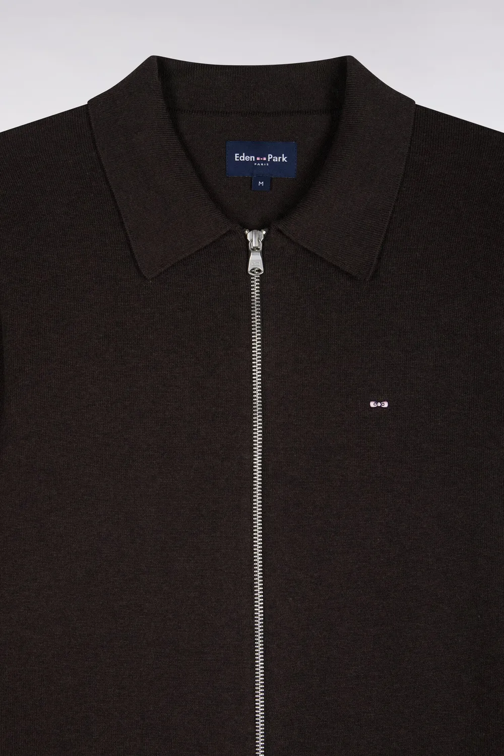 Eden Park cardigan zippé marron coton viscose droit