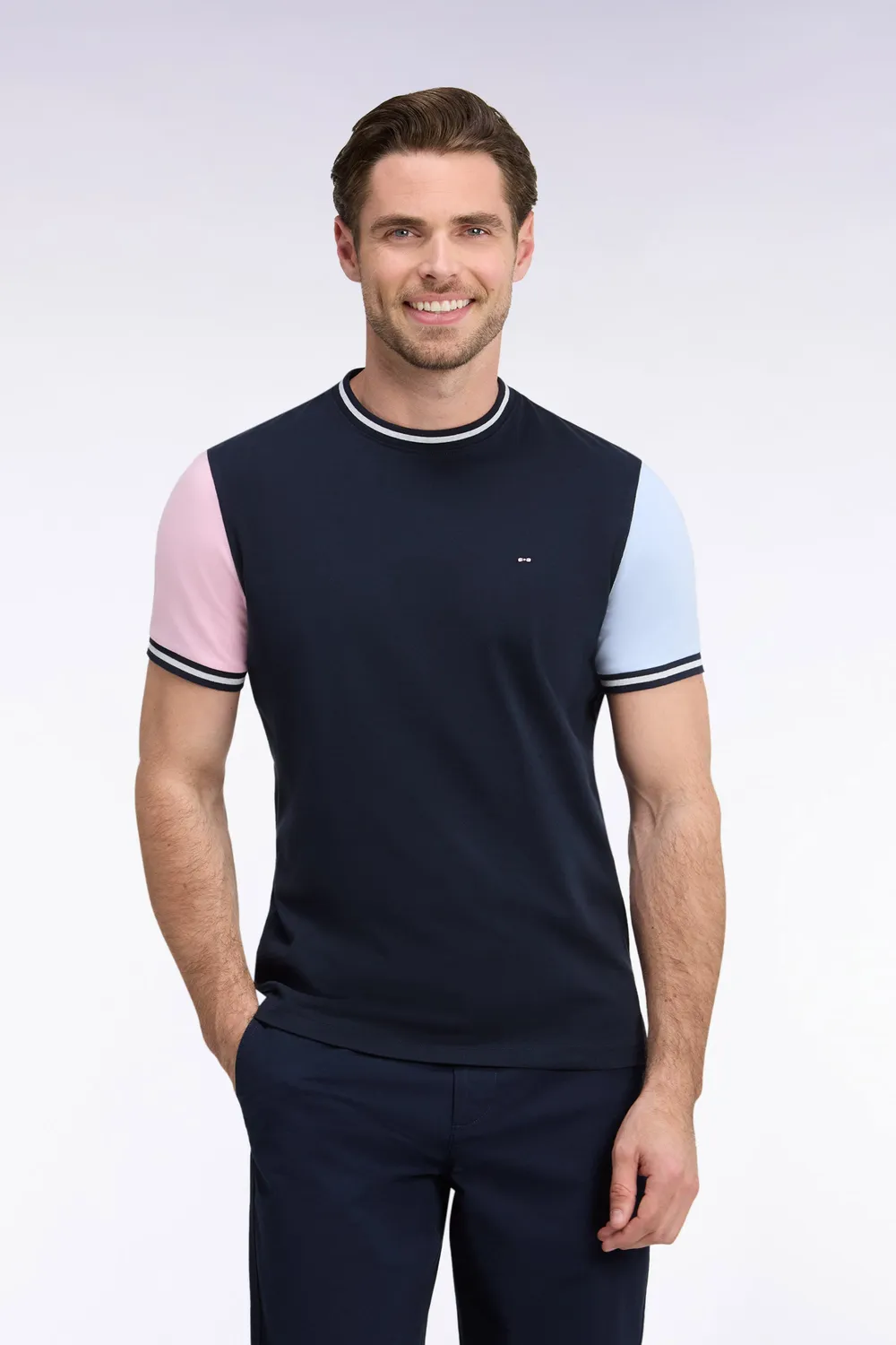 Eden Park H26MAITC0015 t-shirt tricolore coupe droite coton