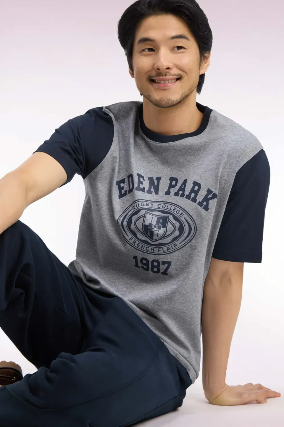 Eden Park College H26MAITC0027 t-shirt gris marine