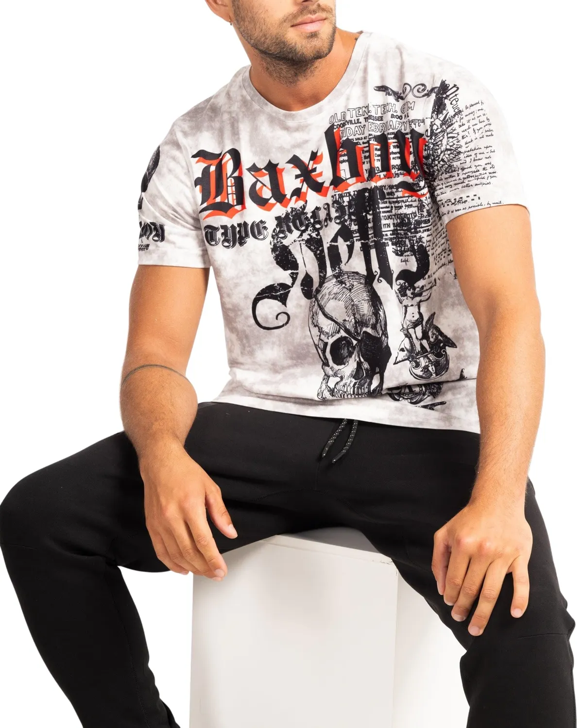 Subliminal Mode BX06 t-shirt col rond vintage blanc