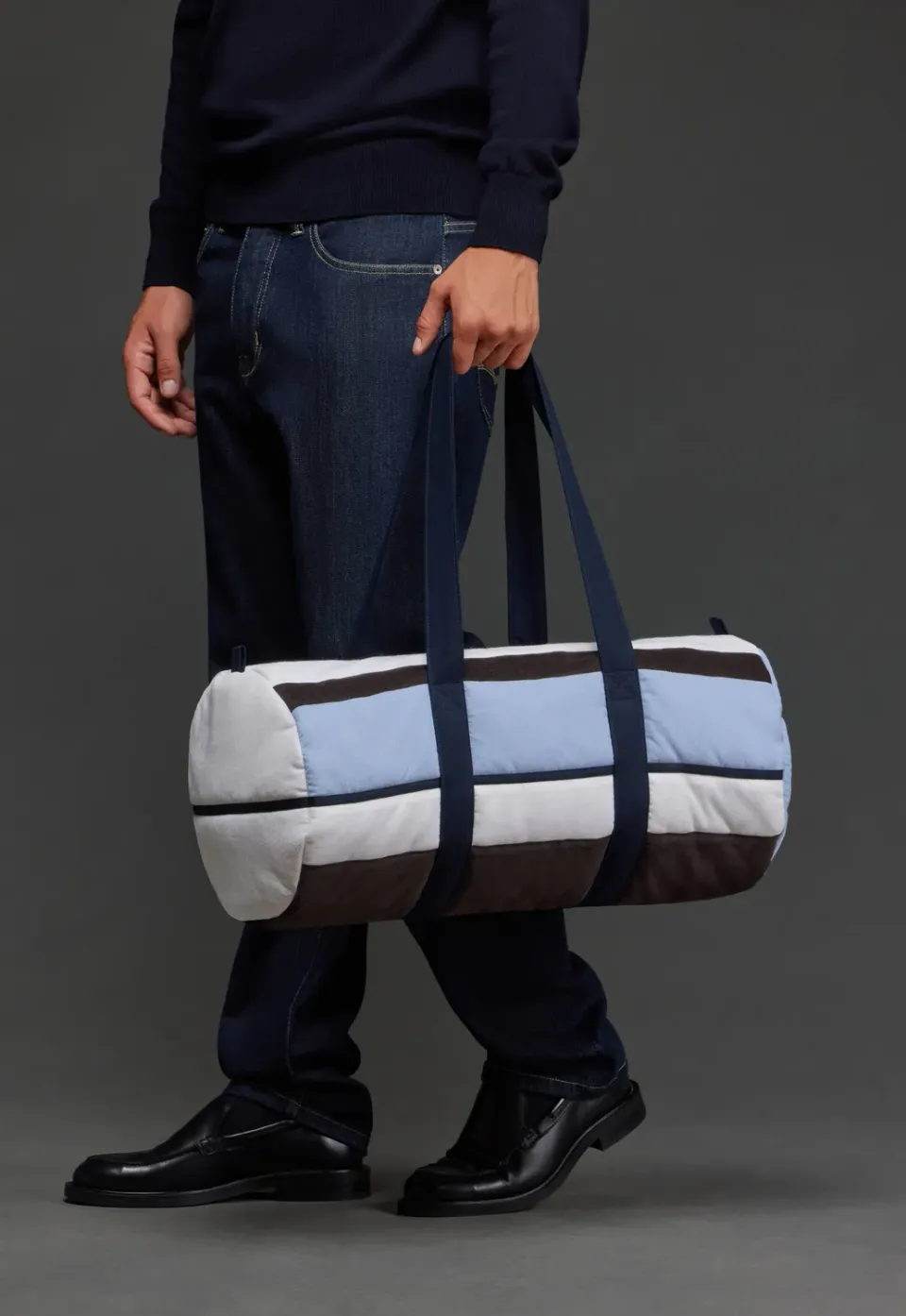 Eden Park UPBAGSS0009 sac polochon velours bleu rayé