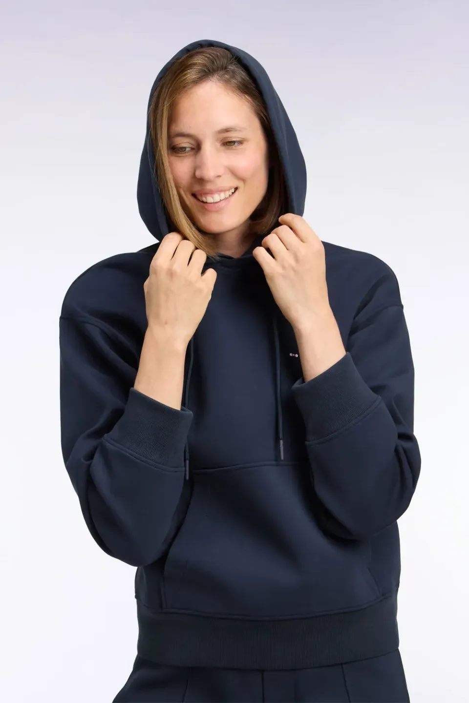Eden Park sweat capuche interlock marine unisexe coupe loose
