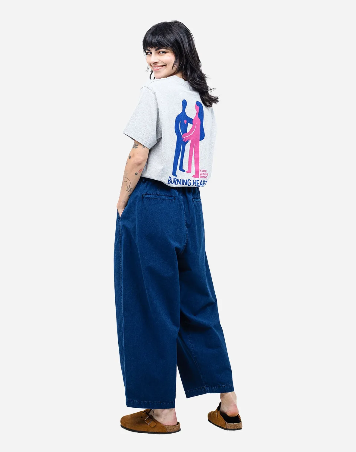 Olow Cargeot pantalon denim bleu ample