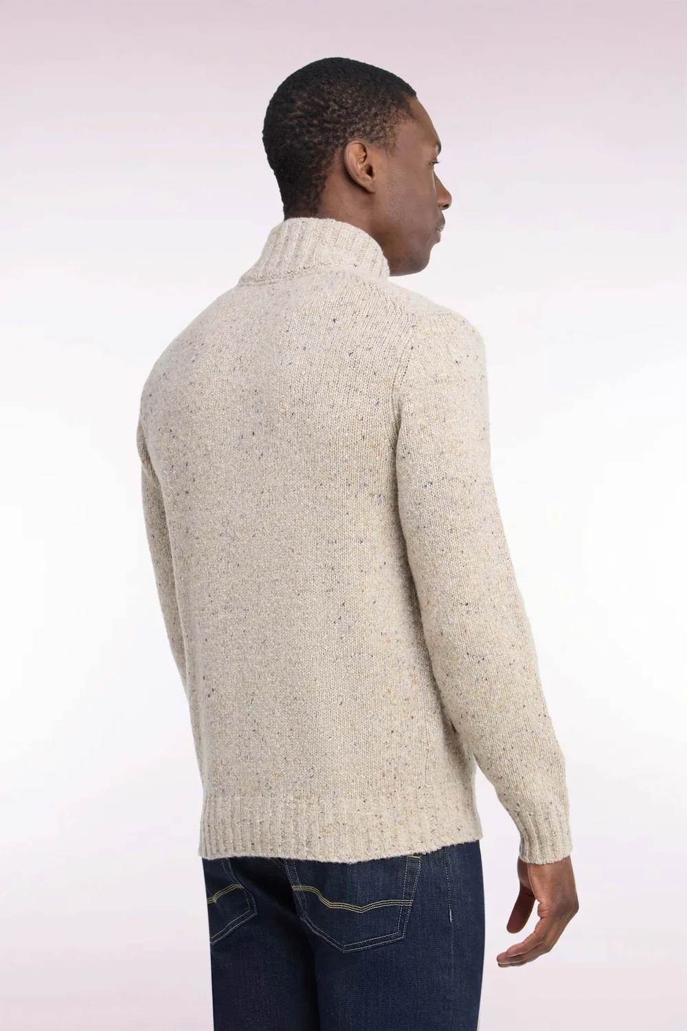 Eden Park cardigan boutonné maille épaisse écru coupe droite