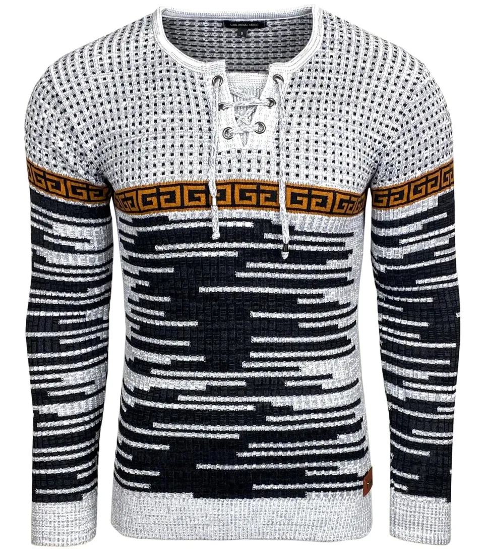 Subliminal Mode BX52156 pull homme col V noir ajusté