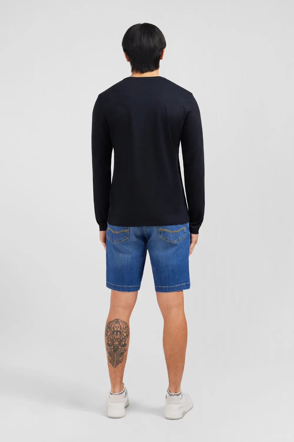 Eden Park t-shirt col V noir manches longues pima