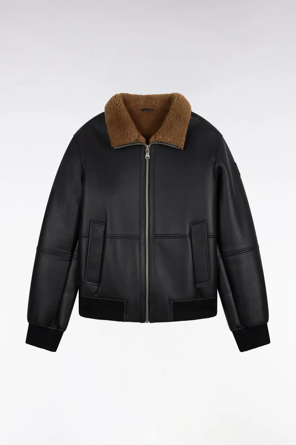 Eden Park blouson peau lainée noir shearling homme