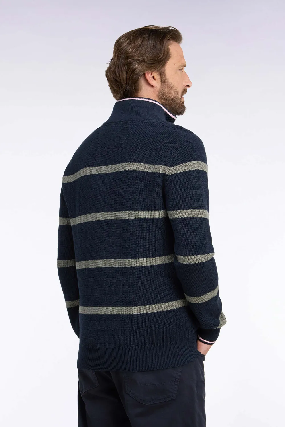 Eden Park Tricolore pull camionneur marine kaki