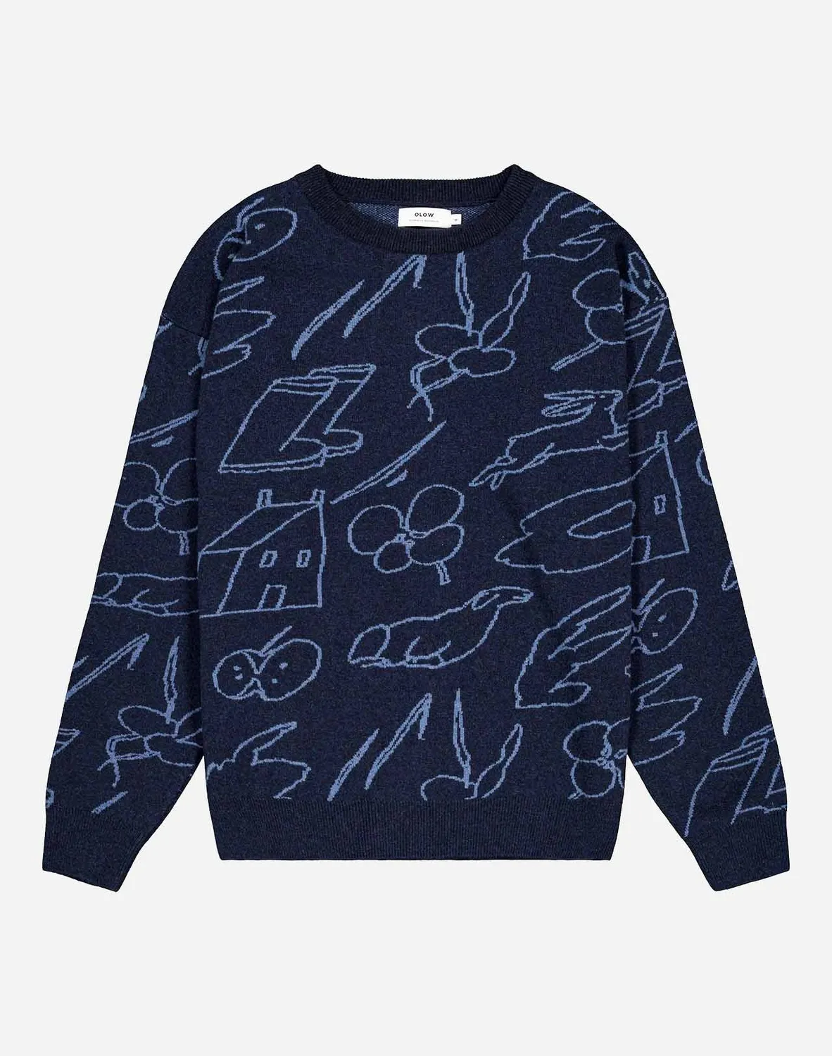 Olow Agon Pull Marine Laine Mérinos Ample
