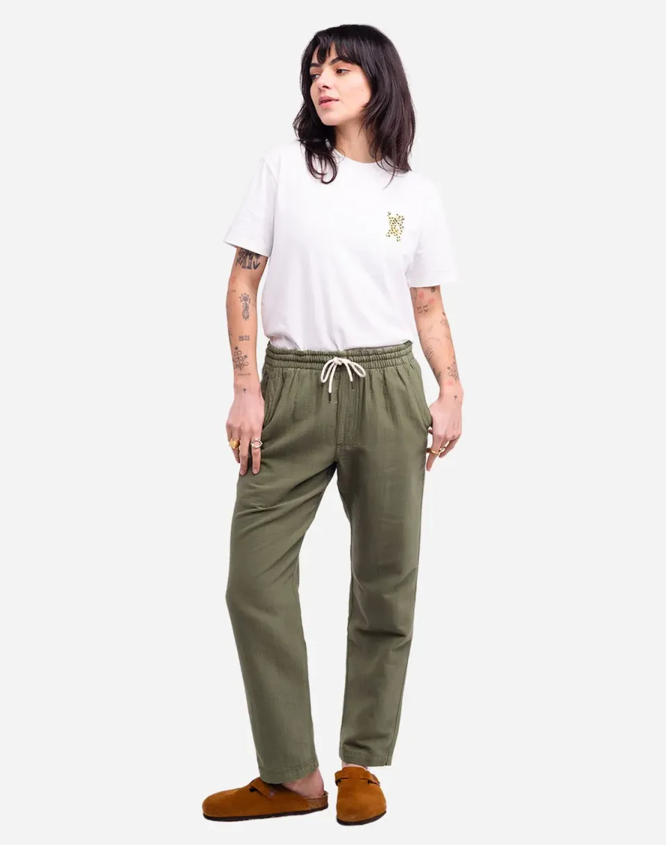 Olow Hatha pantalon vert olive taille élastique