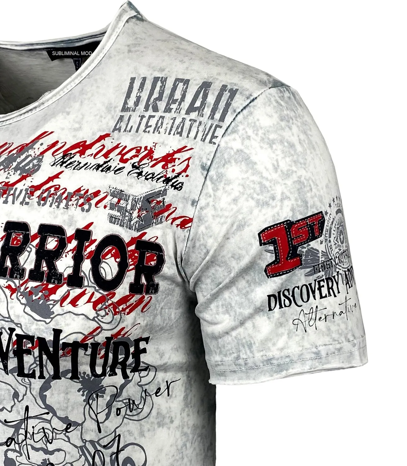 Subliminal Mode BX118 t-shirt homme blanc coton délavé