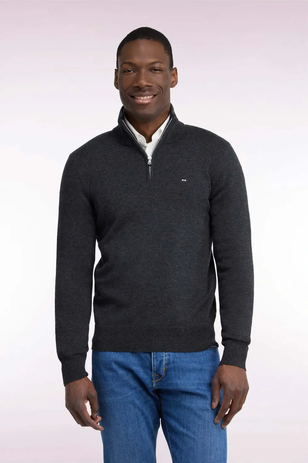 Eden Park pull col camionneur gris foncé laine coton
