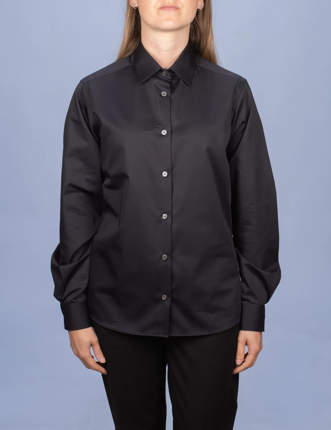 La Chemise Française Satin Noir chemisier femme coton brillant