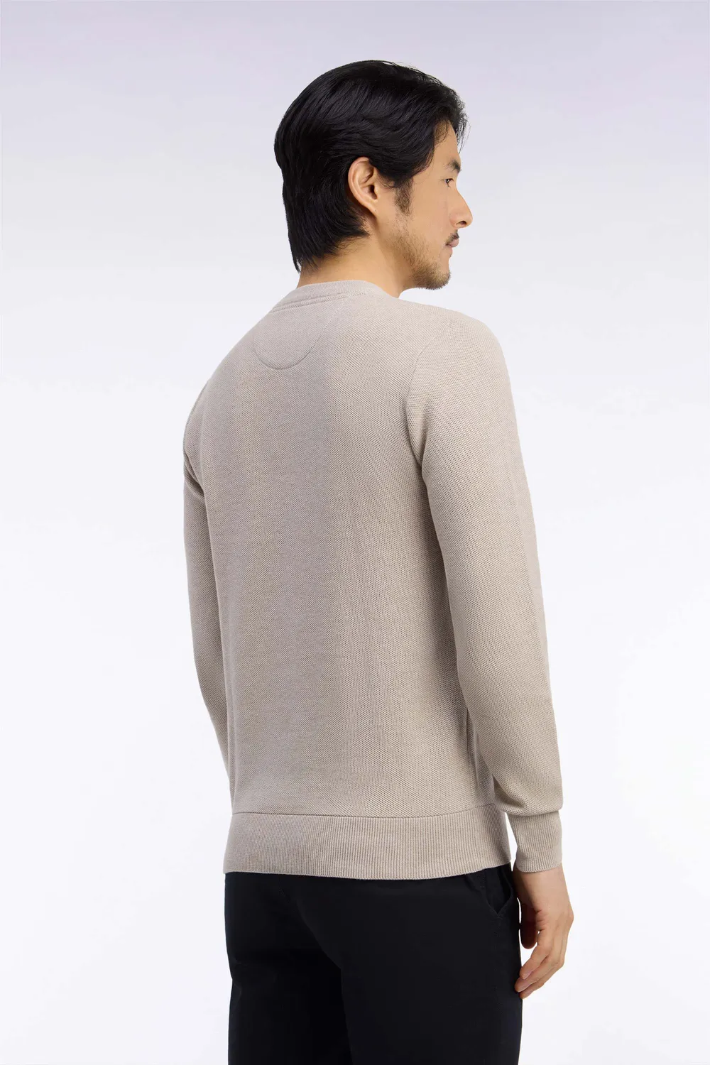 Eden Park H26MAIPU0005 pull beige coton col rond droit